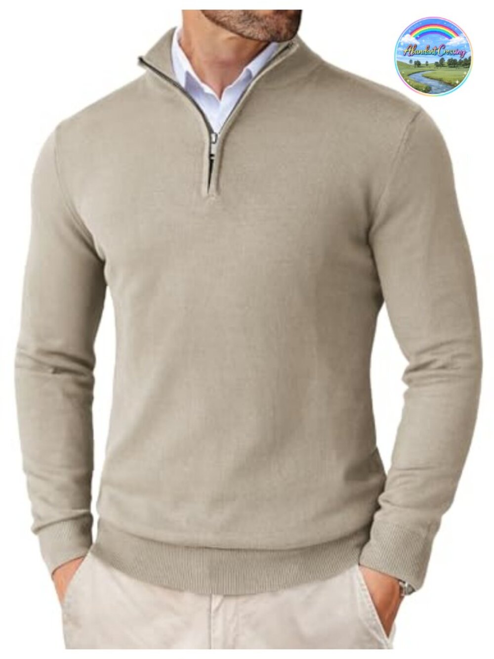 Men's Quarter Zip Pullover Sweater Slim Fit Lightweight Mock Neck Viscose